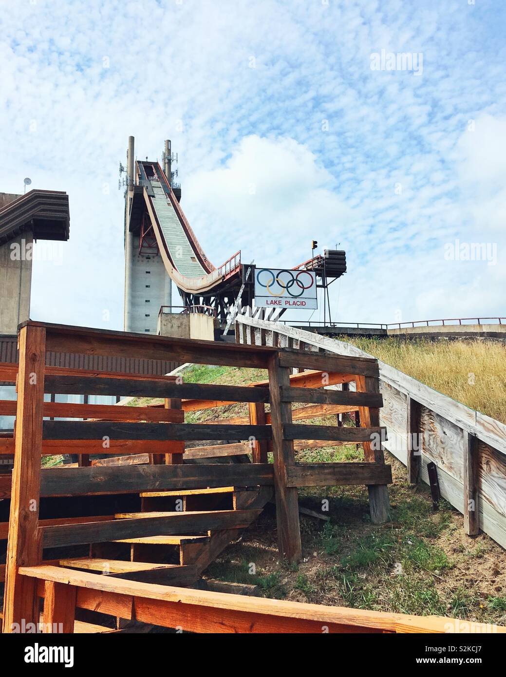 Disused Olympic ski jump from 1980 Lake Placid Winter Olympics - Smartphone Captured Stock Image