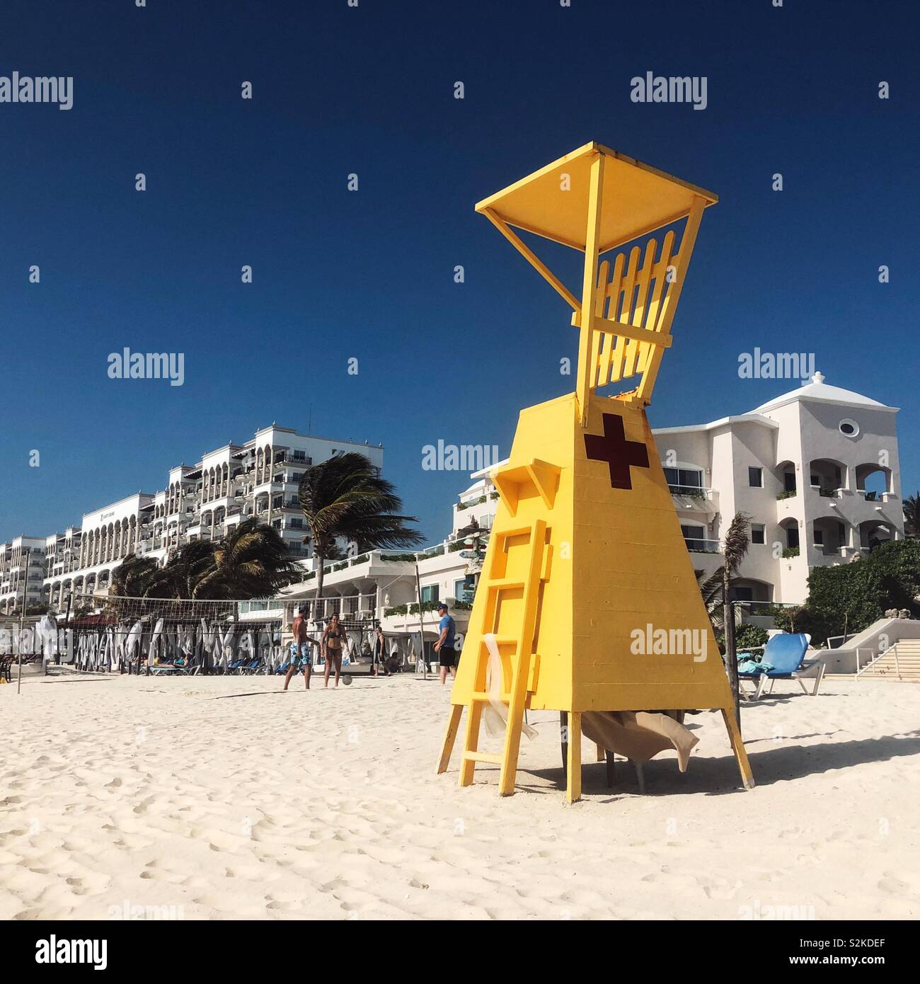 Lifeguard station on a beach in Cancun, Mexico - Smartphone Captured Stock Image
