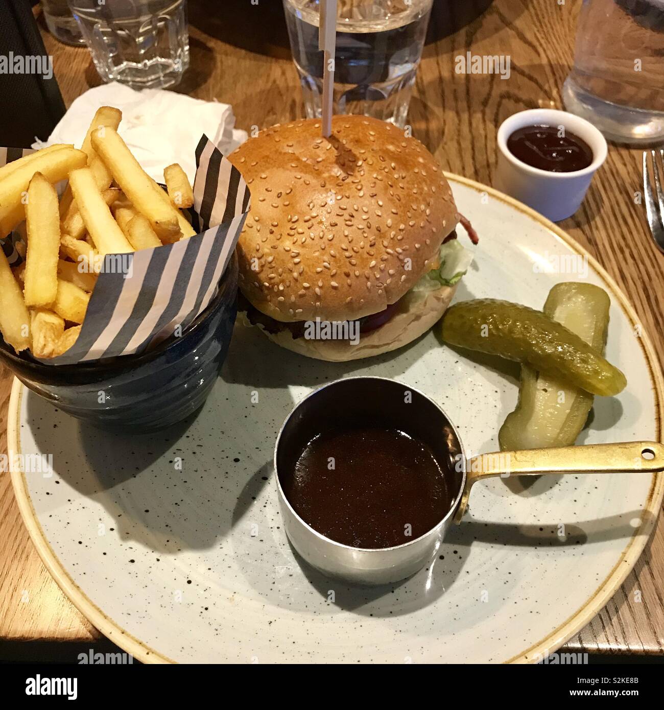 Dirty burger at golden heart winterbourne - Smartphone Captured Stock Image