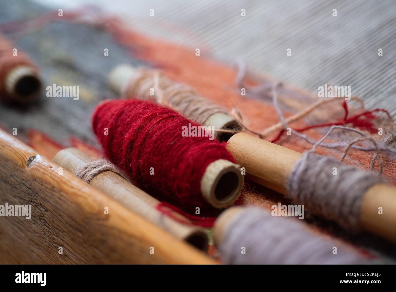 Weaving spools Stock Photo