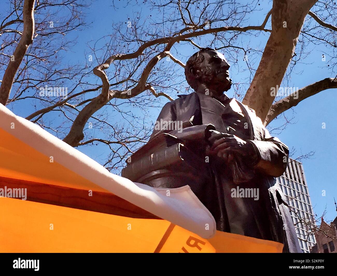 Bronze statue of William Earle Dodge in Bryant Park, NYC, USA Stock Photo