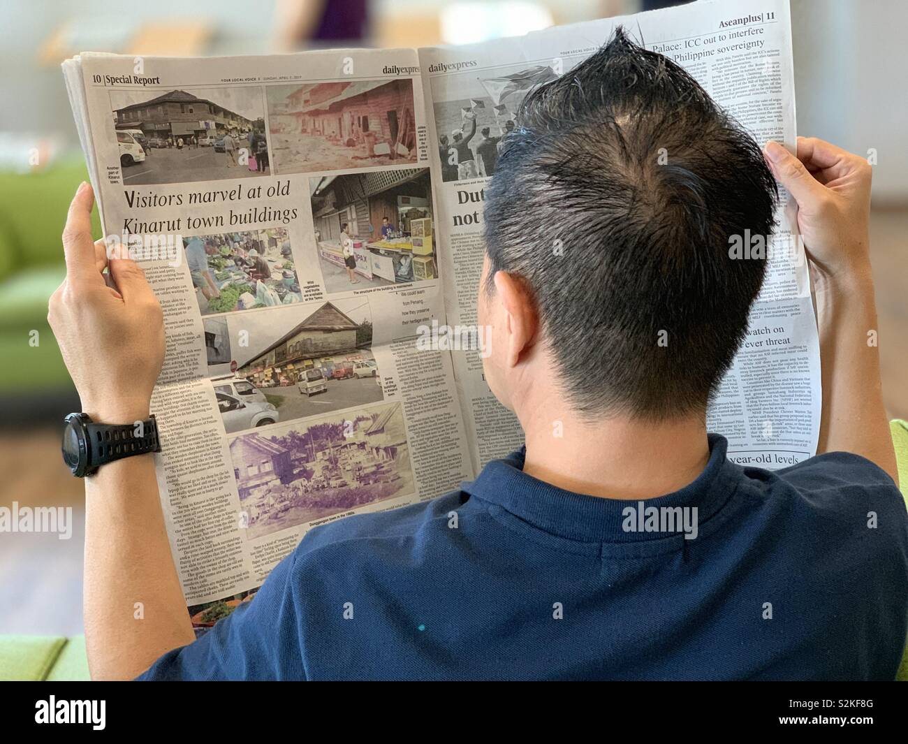Kota Kinabalu,Sabah,Malaysia-April 7,2019:Undentified of people read of newspaper in the library Kota Kinabalu,Sabah. Stock Photo