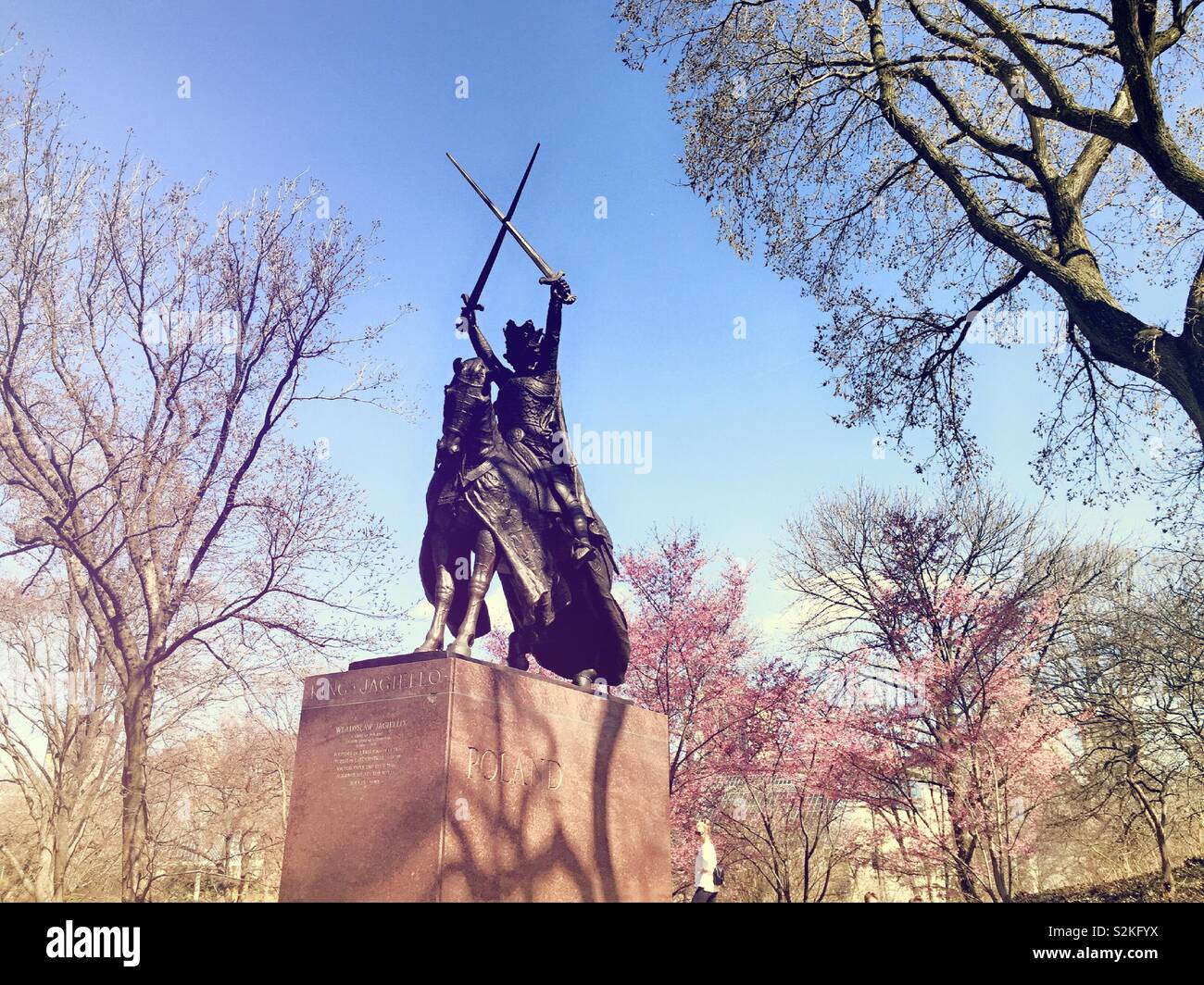 The large bronze sculpture of the Polish king jagiello monument in