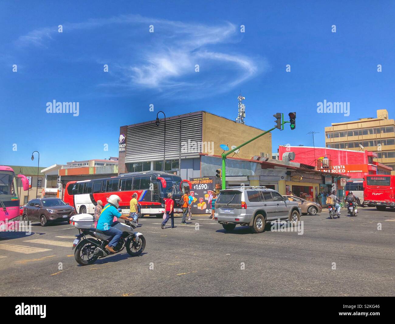 A street corner in San José, Costa Rica. - Smartphone Captured Stock Image