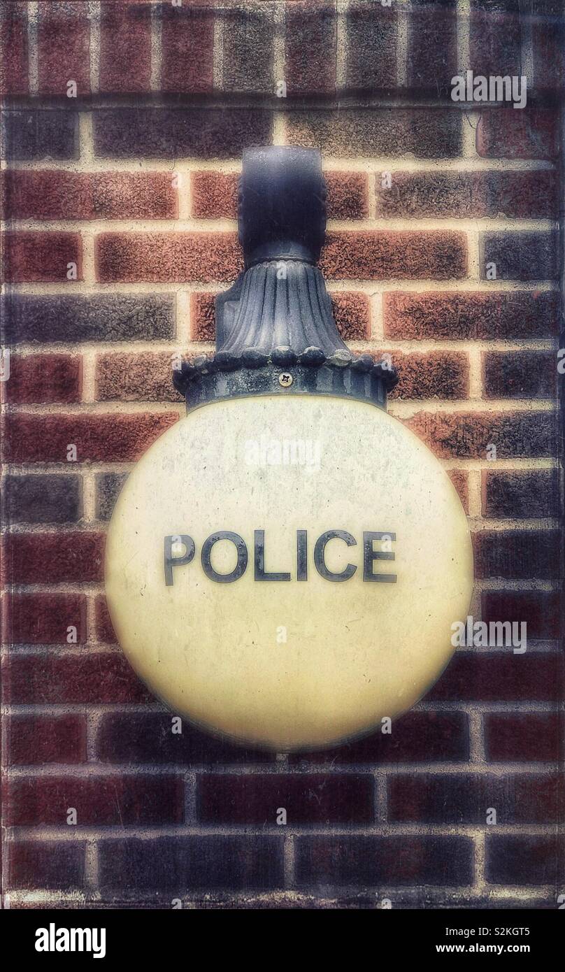 Old lantern outside of a police station - Smartphone Captured Stock Image
