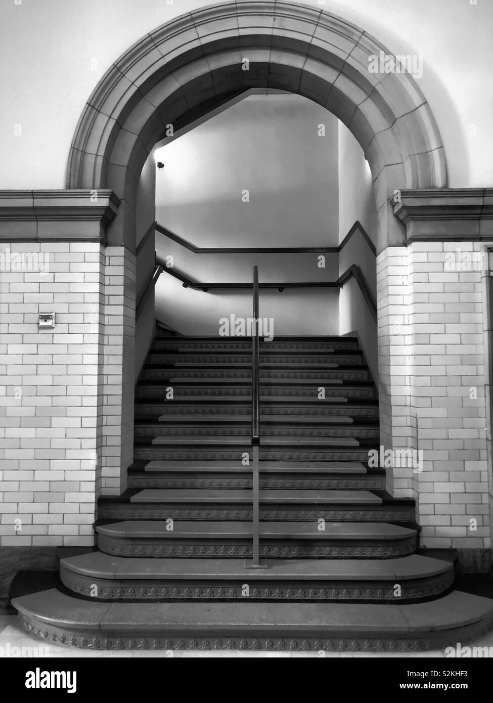 Stairs in an old train station. Stock Photo