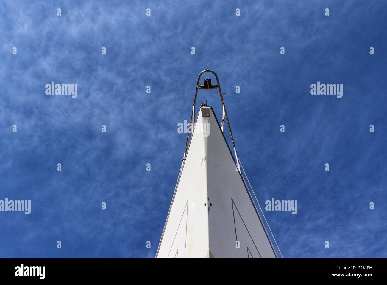 Abstract view of ships bow with blue skies Stock Photo
