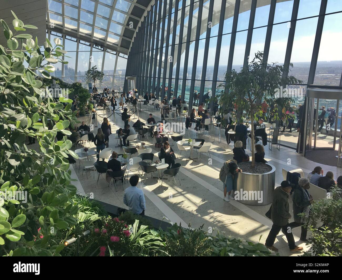 The Sky Garden or Skygarden at the top of 20 Fenchurch Street, London, England, United Kingdom. - Smartphone Captured Stock Image