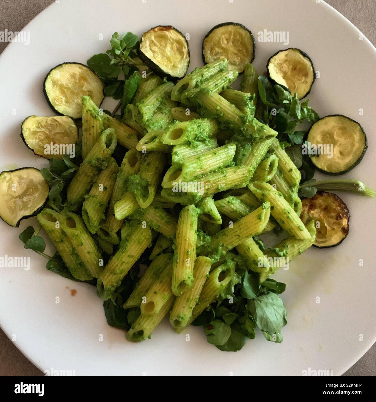 Vegan food, clean eating, green food,vegetable pasta home cooked food Stock Photo