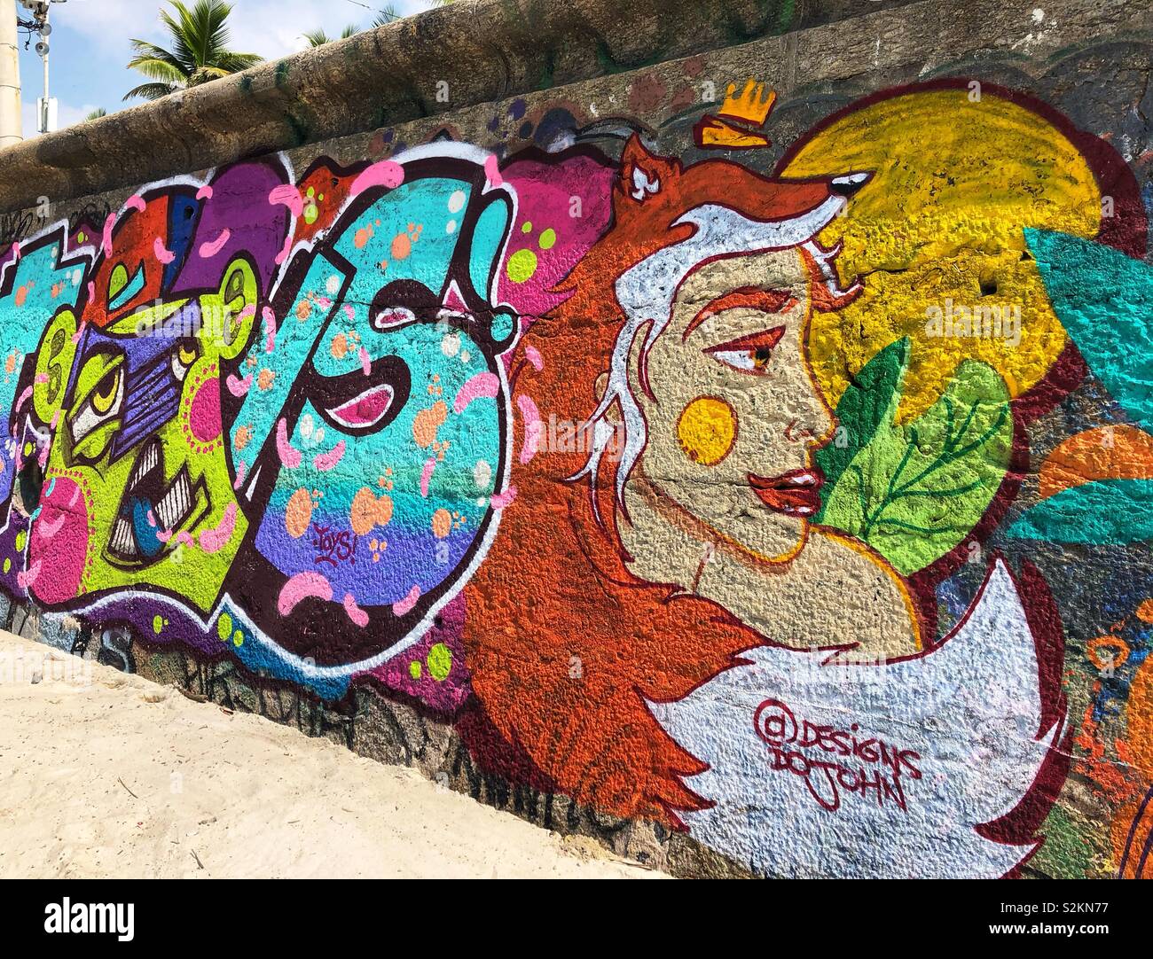 Urban street art in Rio de Janeiro, Brazil. - Smartphone Captured Stock Image