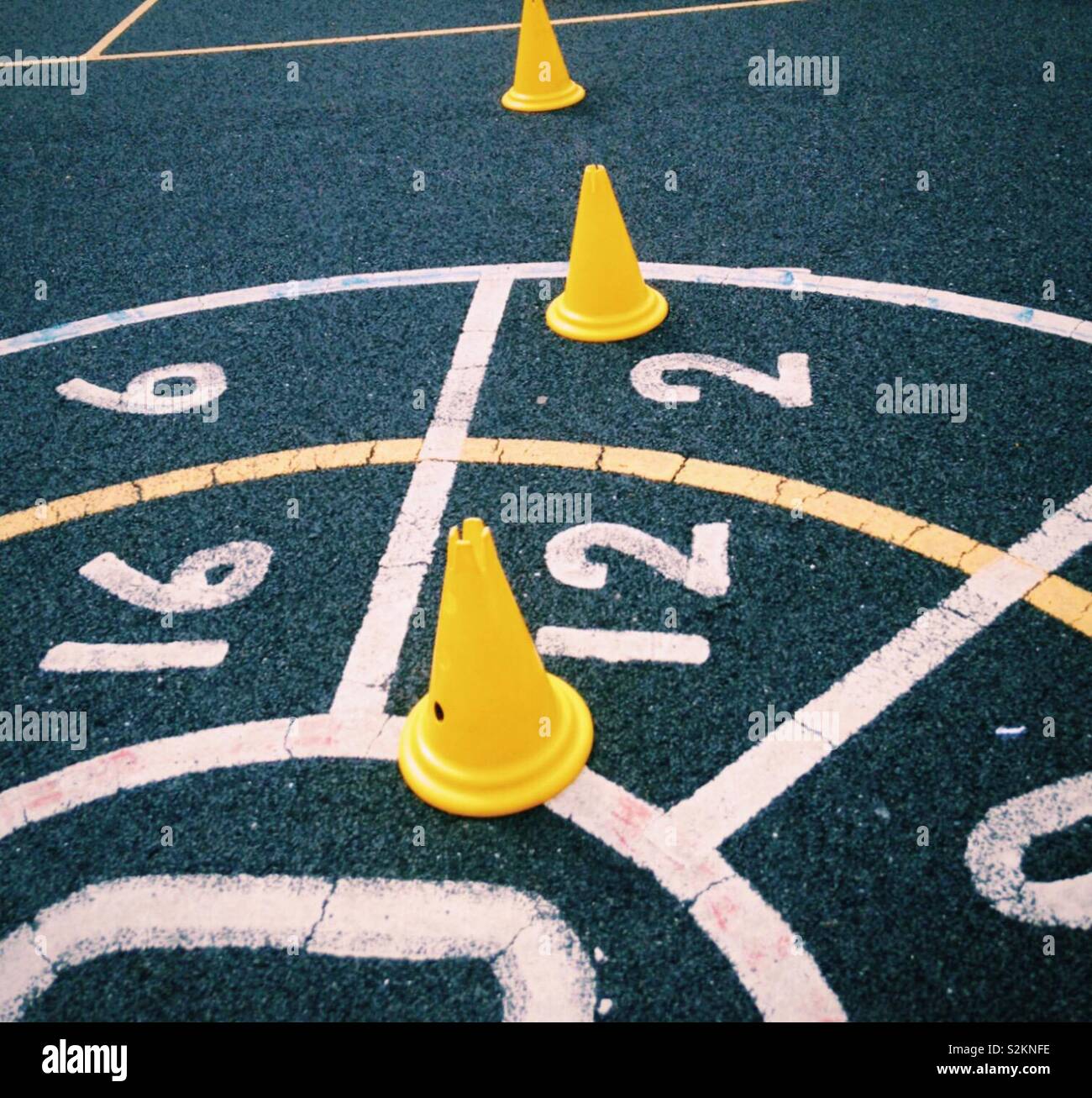 Playground lines, cones and numbers Stock Photo Alamy