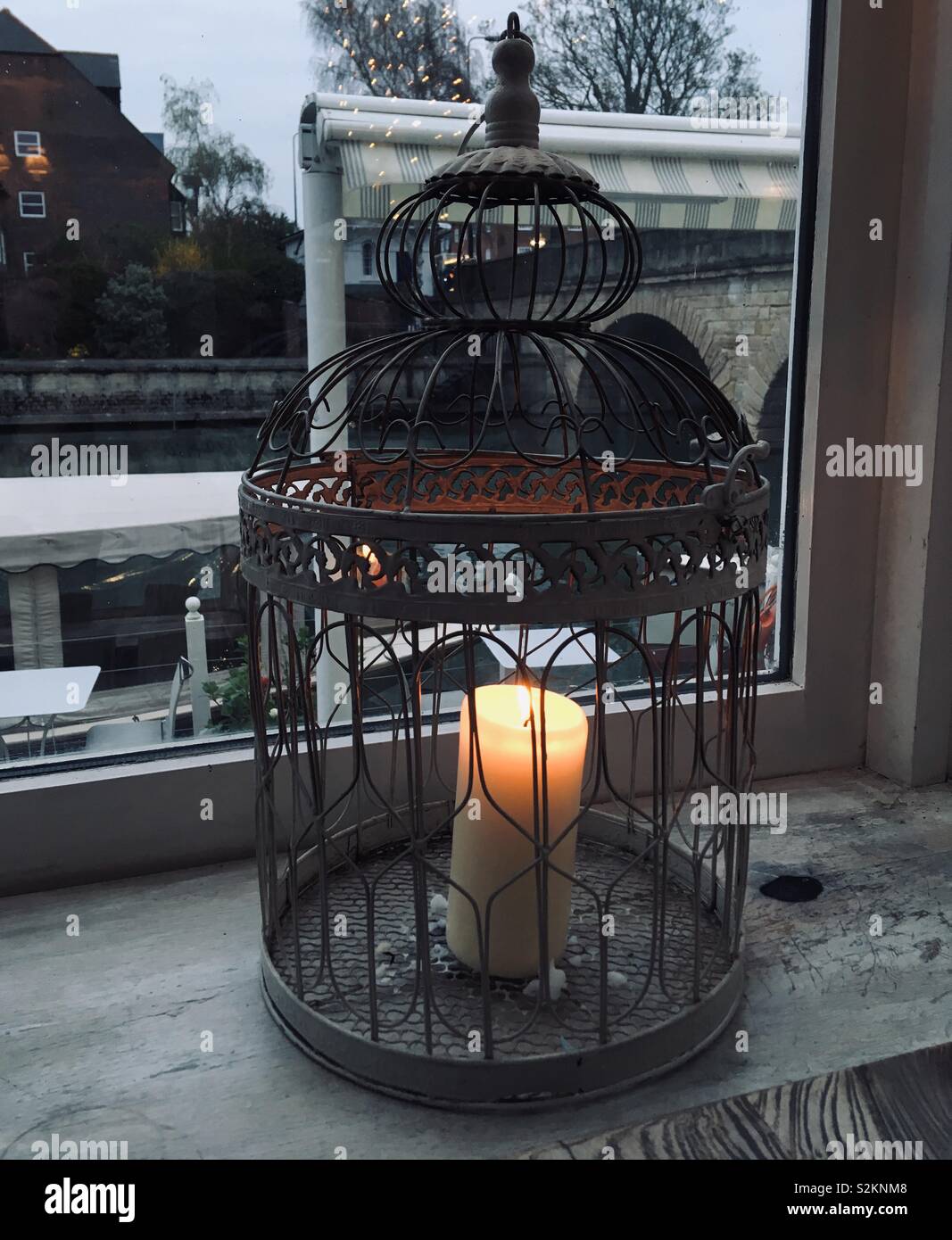 Candle in an Arabic style lantern - Smartphone Captured Stock Image