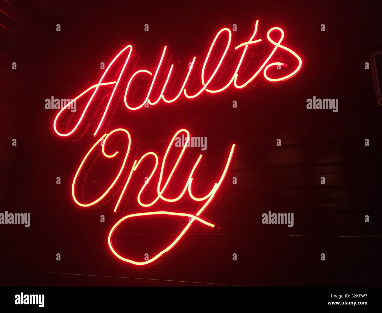 Adults only neon sign Stock Photo
