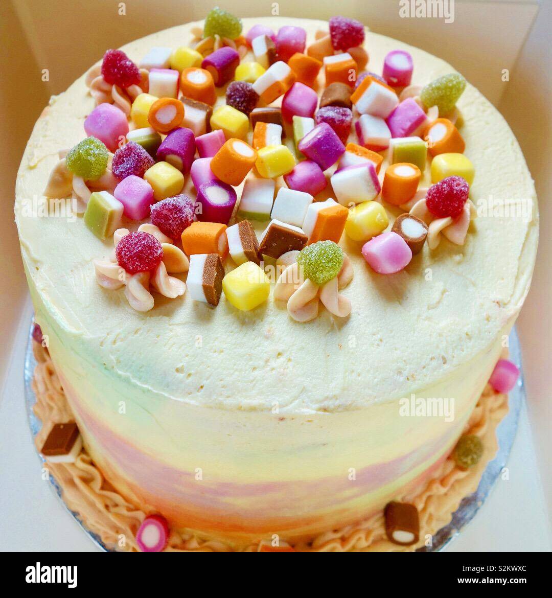 Dolly mixture birthday cake Stock Photo Alamy