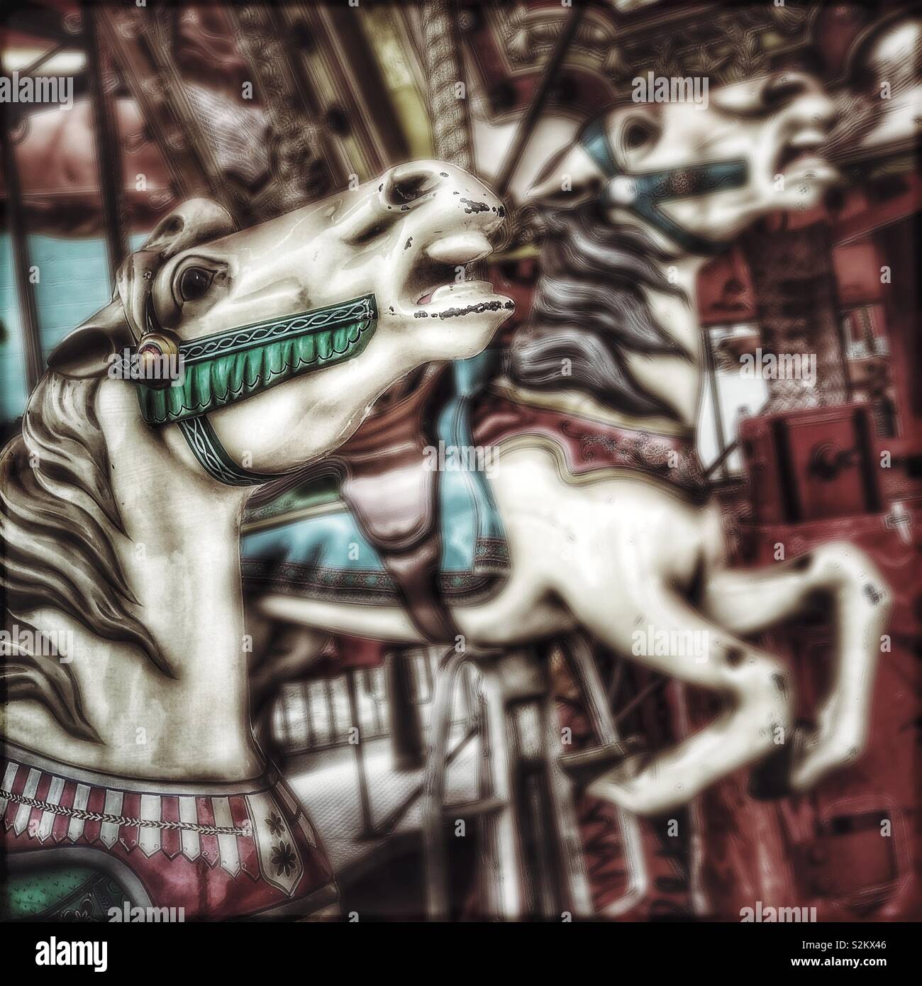 Street carnival carousel horses - Smartphone Captured Stock Image