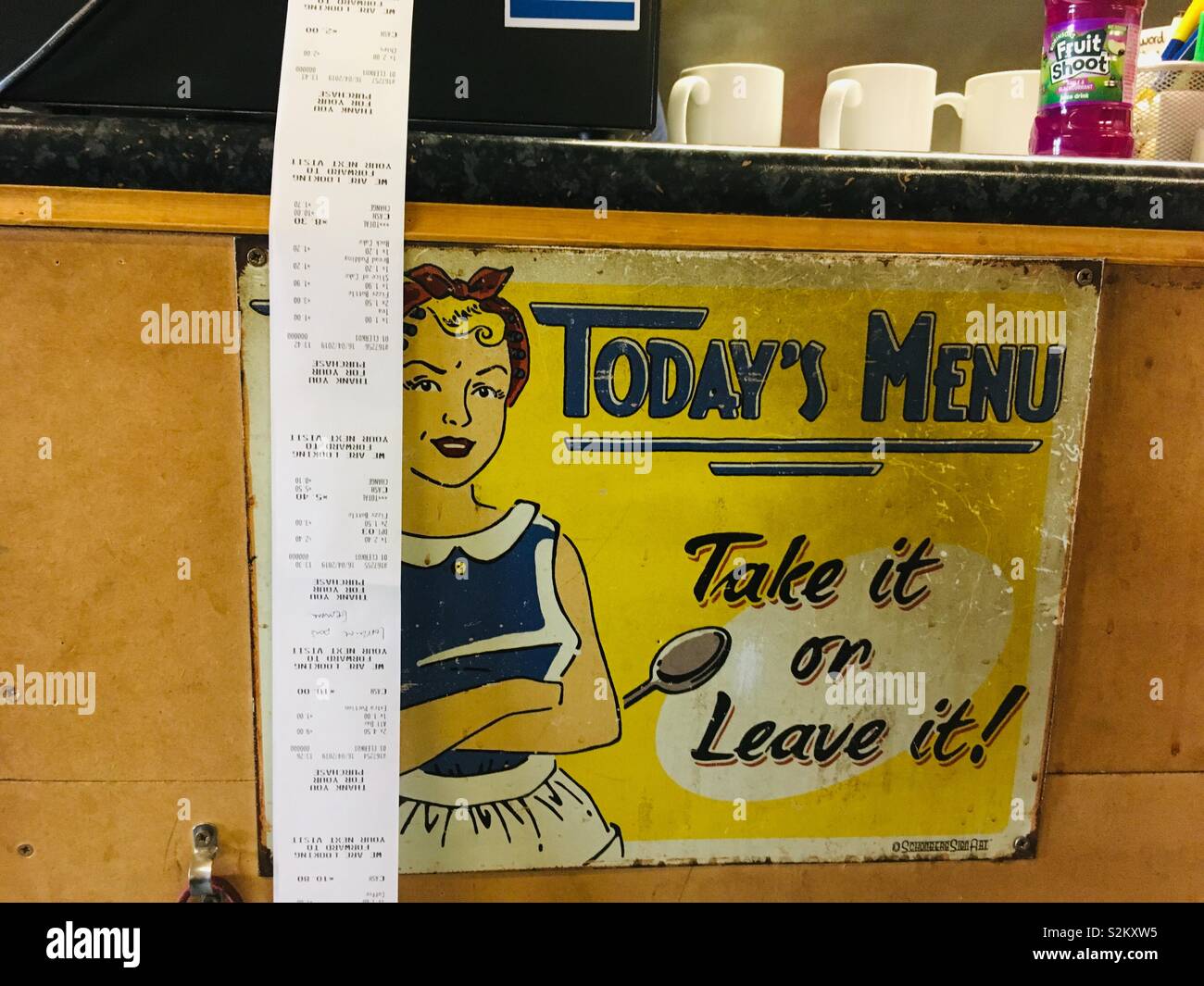 Vintage menu sign in cafe Stock Photo