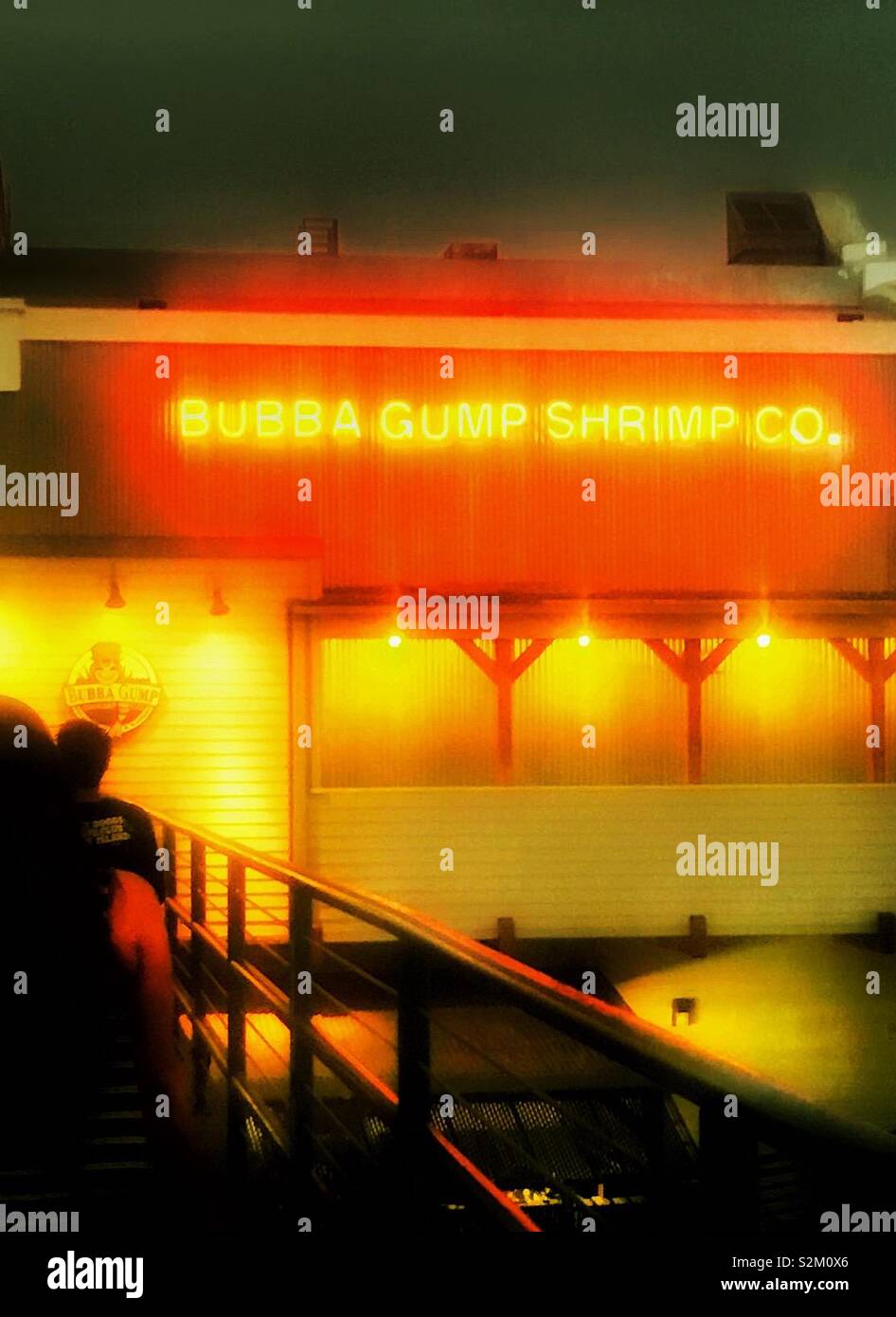 Night out at the Bubba Gump Shrimp Company seafood restaurant in Los