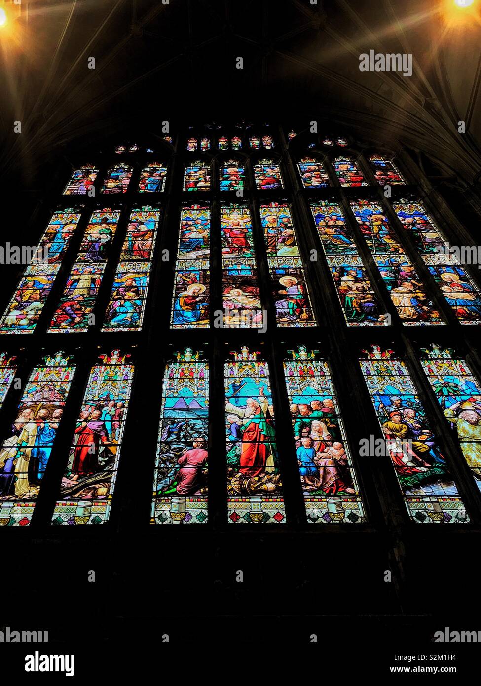 Enormous stained glass window Stock Photo