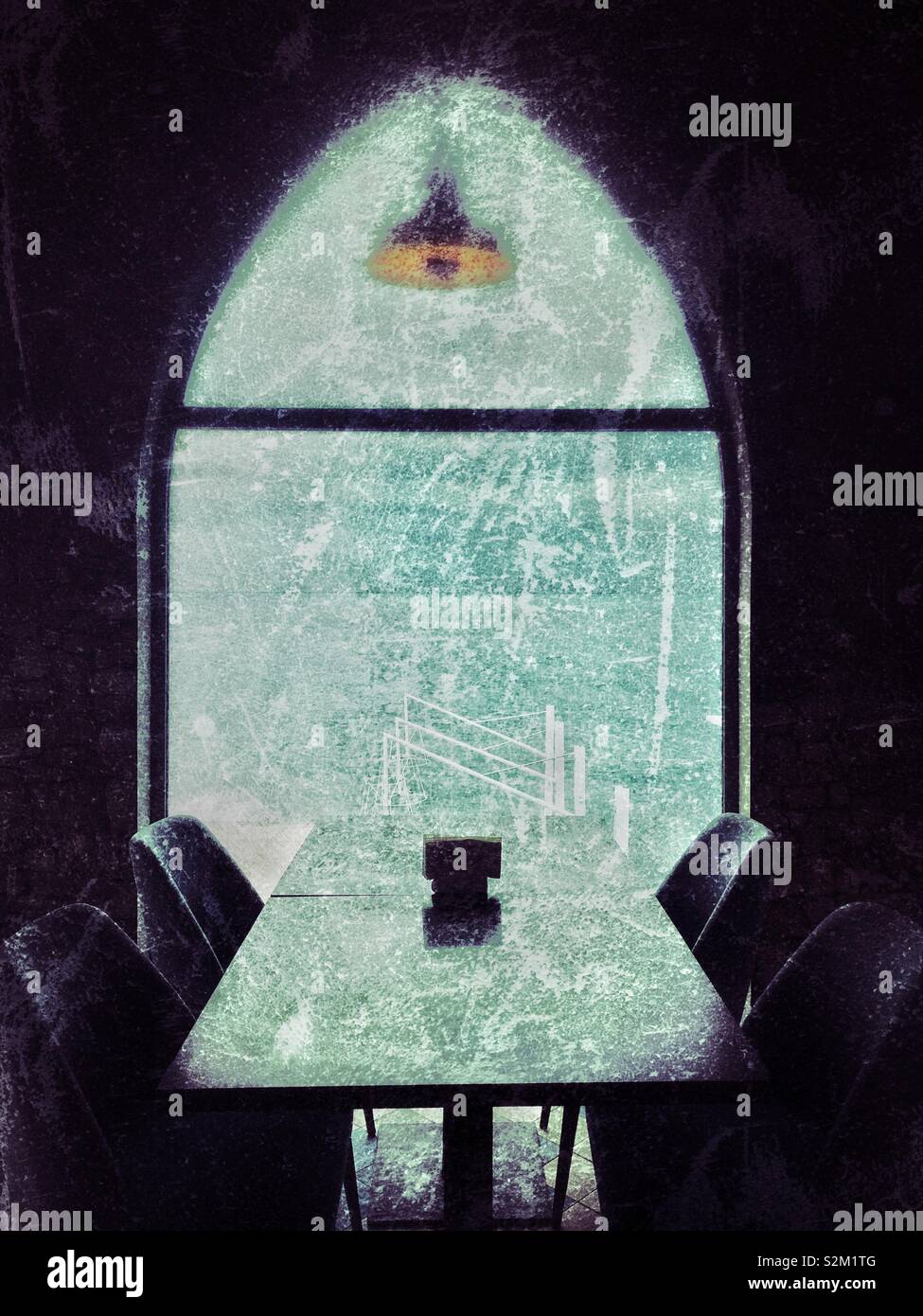 Seat at the table with window view - Smartphone Captured Stock Image