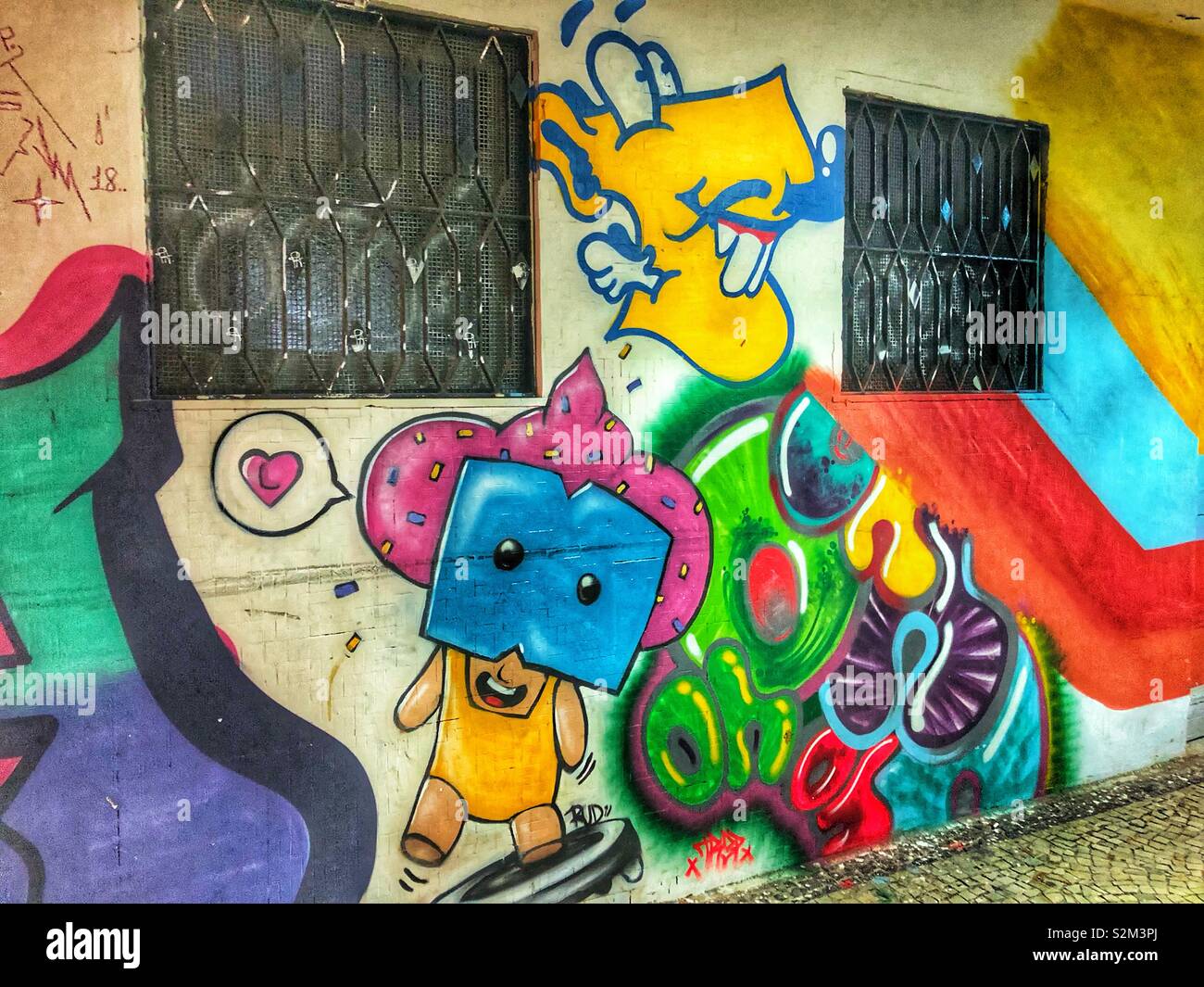 Colourful urban street art in Rio de Janeiro, Brazil. - Smartphone Captured Stock Image