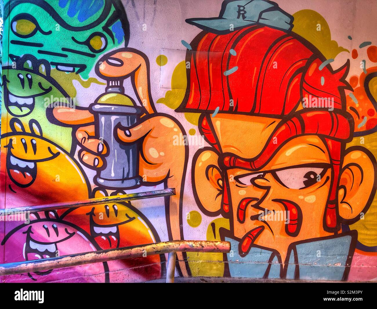 Colourful graffiti art in Rio de Janeiro, Brazil. - Smartphone Captured Stock Image