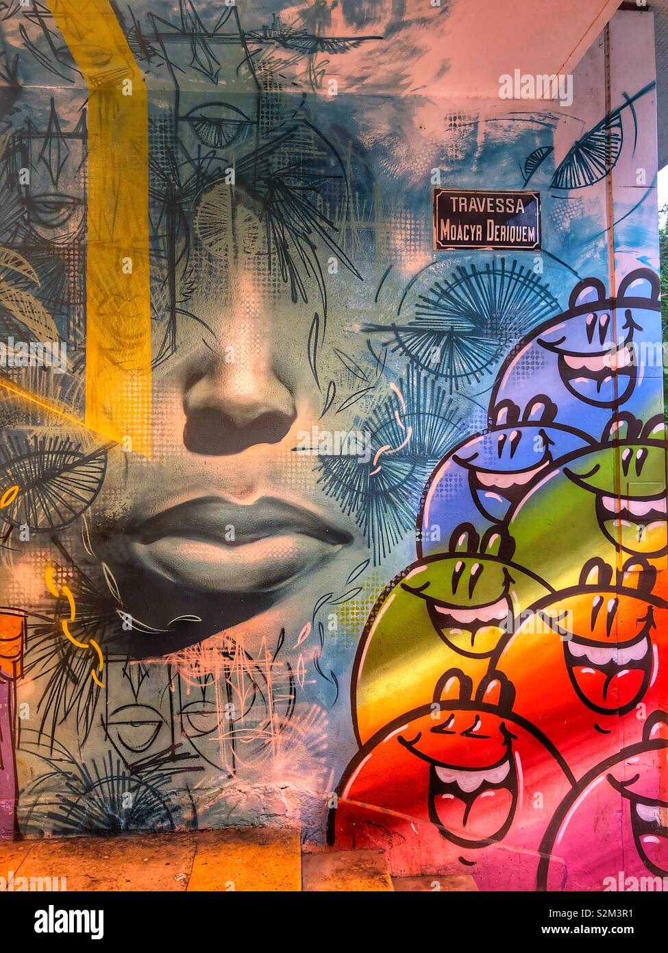 Colourful urban street art in Rio de Janeiro, Brazil. - Smartphone Captured Stock Image