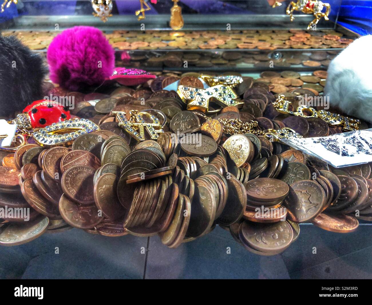 2 penny push slot machines - Smartphone Captured Stock Image