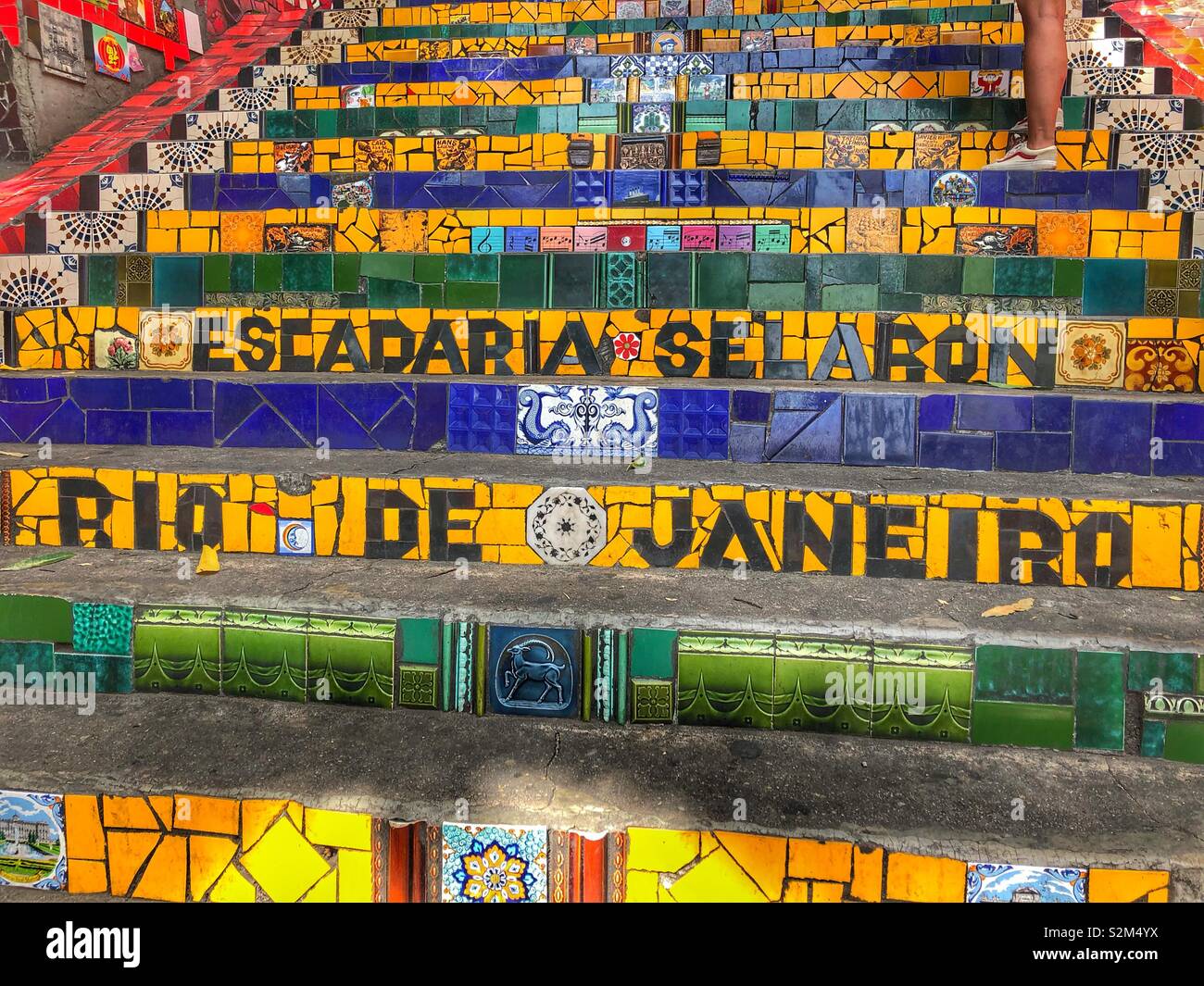 Colourful mosaic steps in Rio de Janeiro, Brazil. Stock Photo