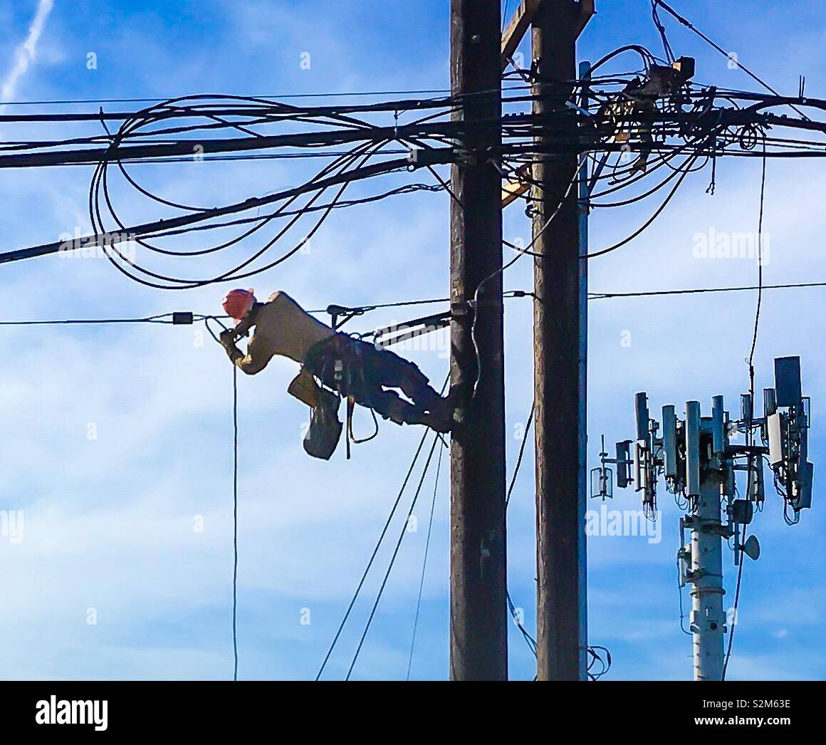 Power line worker hires stock photography and images Alamy