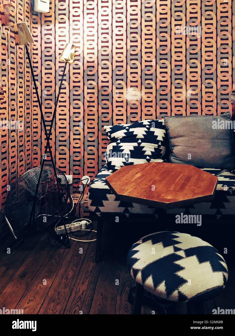 Small hipster local cafe in Marais neighborhood of Paris - Smartphone Captured Stock Image