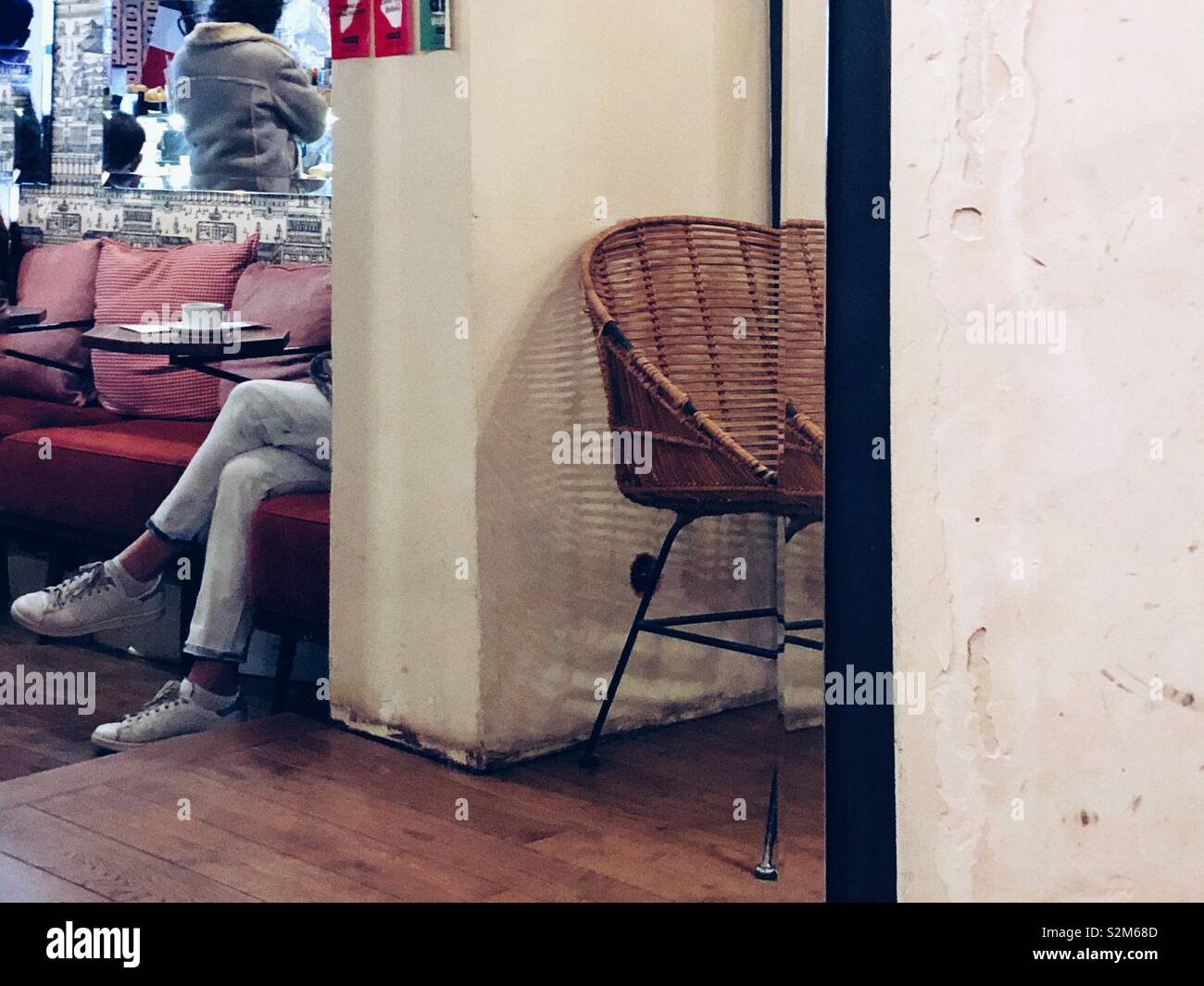 Morning coffee in local Parisian cafe - Smartphone Captured Stock Image