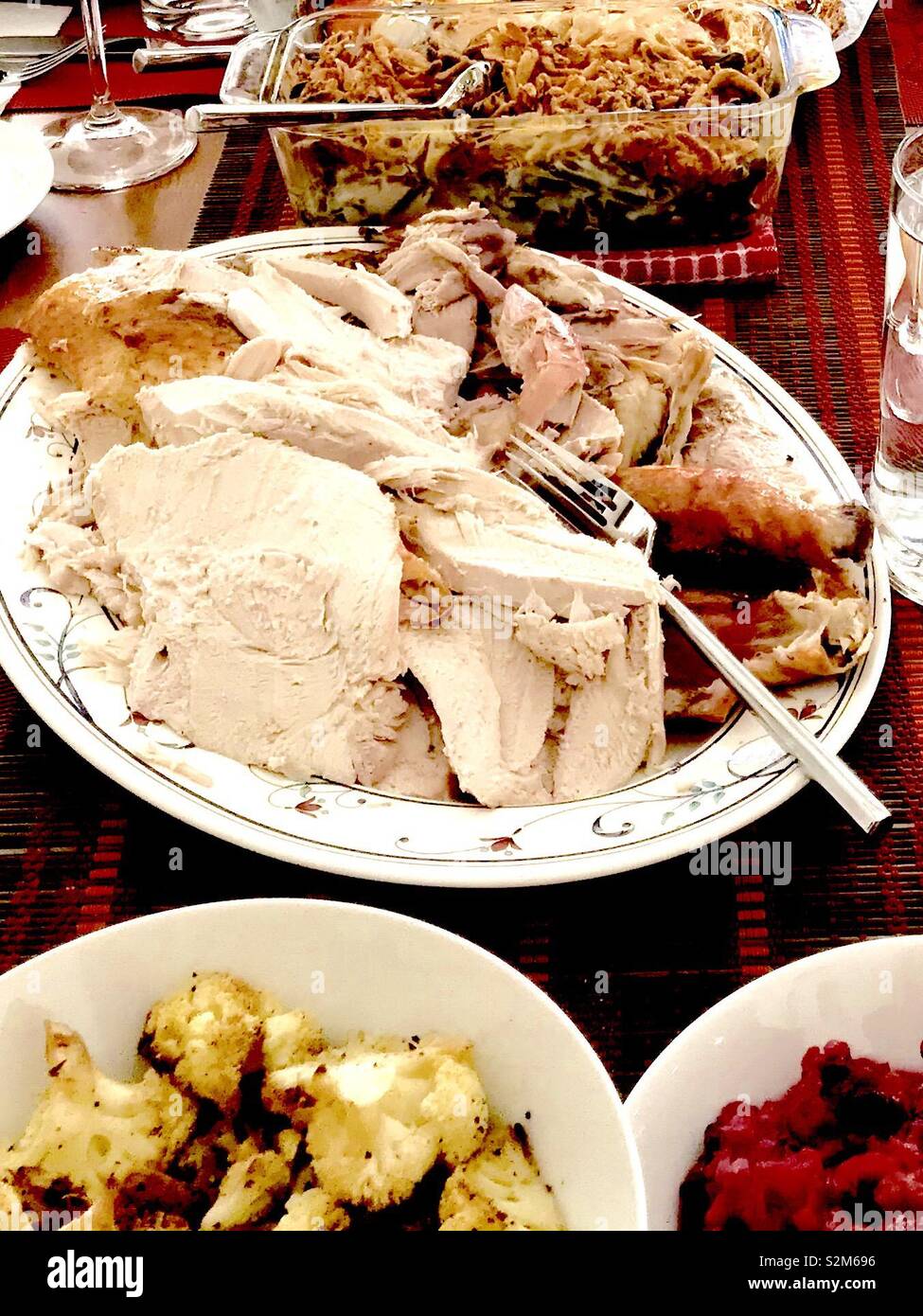 Sliced turkey dinner with all the trimmings Stock Photo