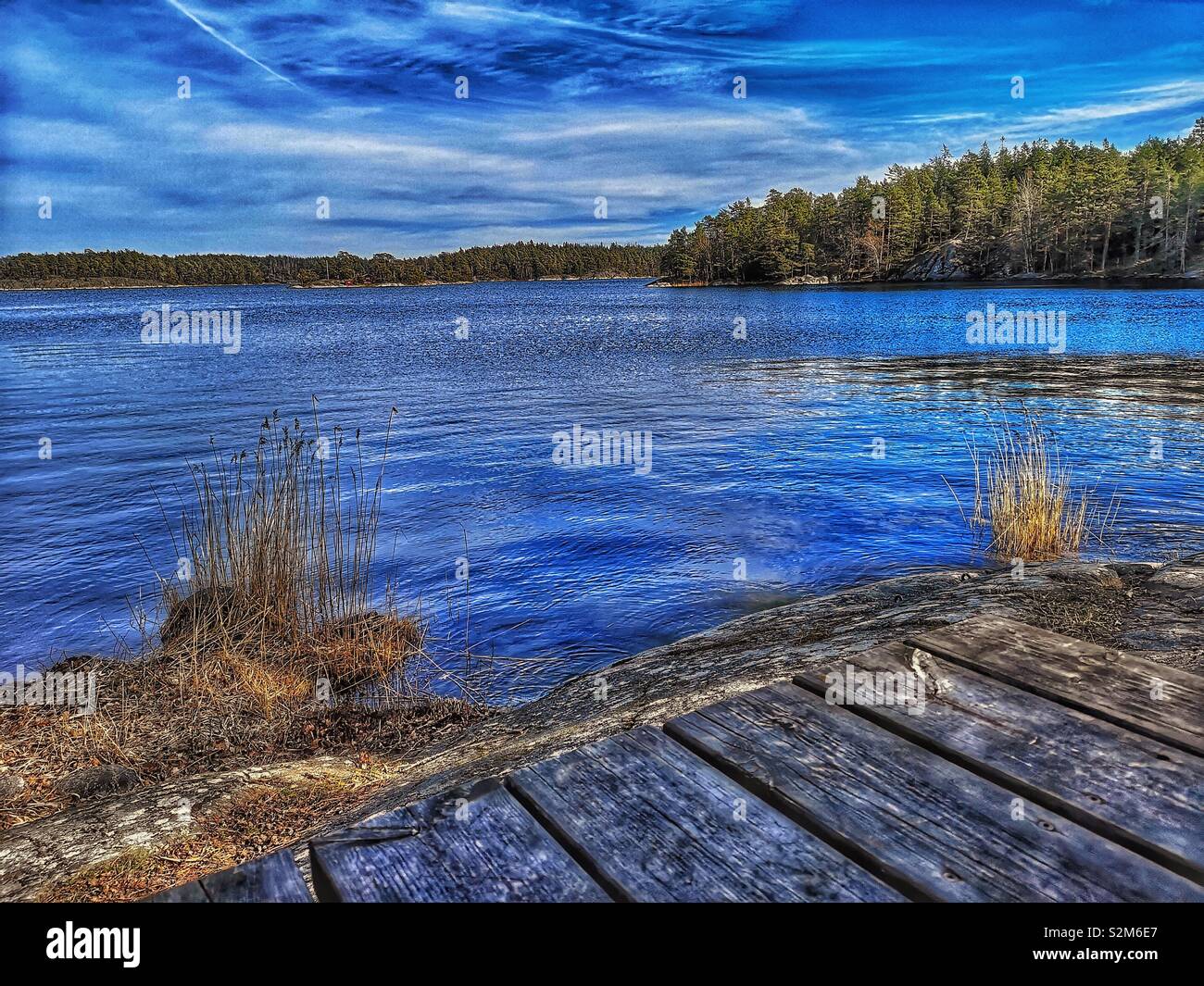Baltic Sea coast, Bjorno Nature Reserve, Stockholm archipelago, Sweden. Nature reserve located on peninsula furthest east from Stockholm accessible by public transport - Smartphone Captured Stock Image