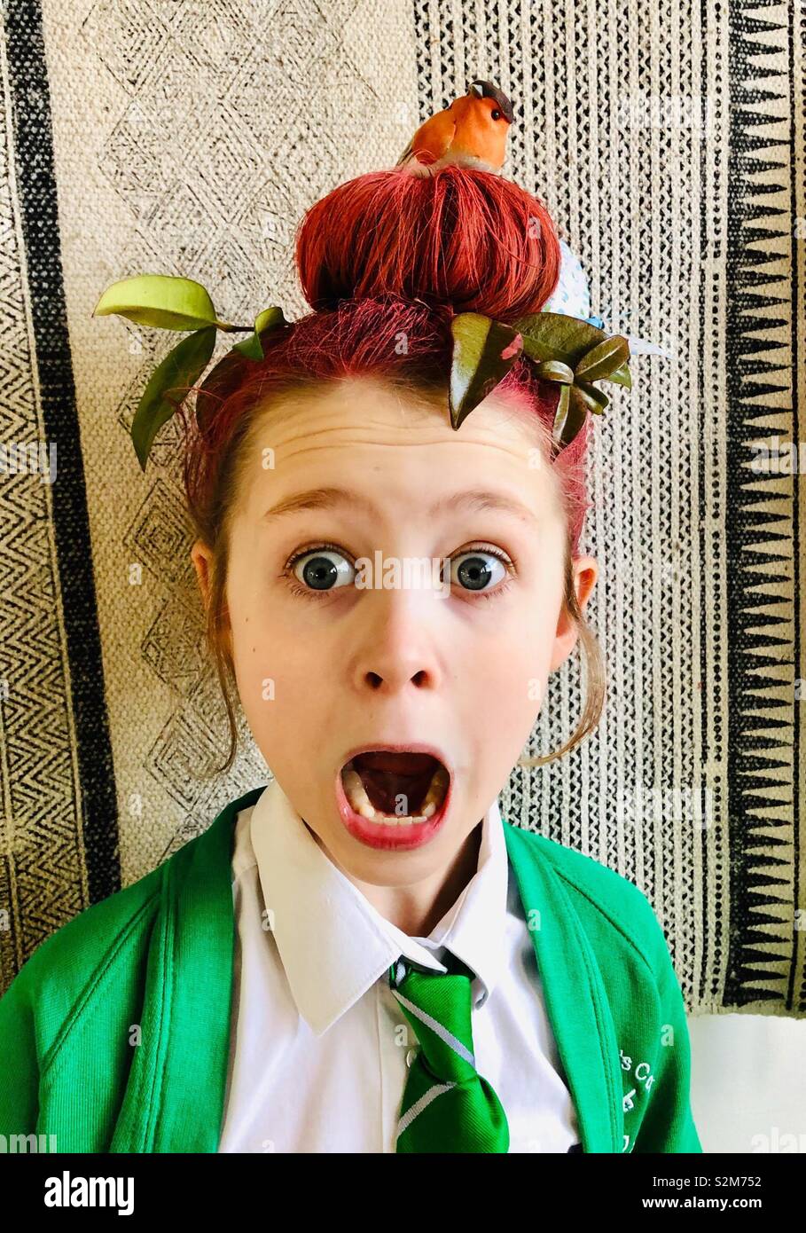 Mad hair day at school - Smartphone Captured Stock Image