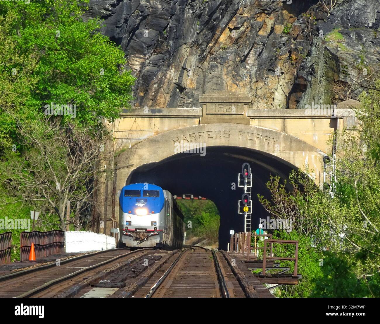 Amtrak’s “Capital Limited” arrives at Harper’s Ferry, West Va Stock
