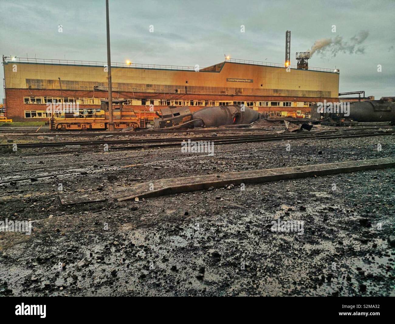 Aftermath of port talbot steel works after explosion - Smartphone Captured Stock Image