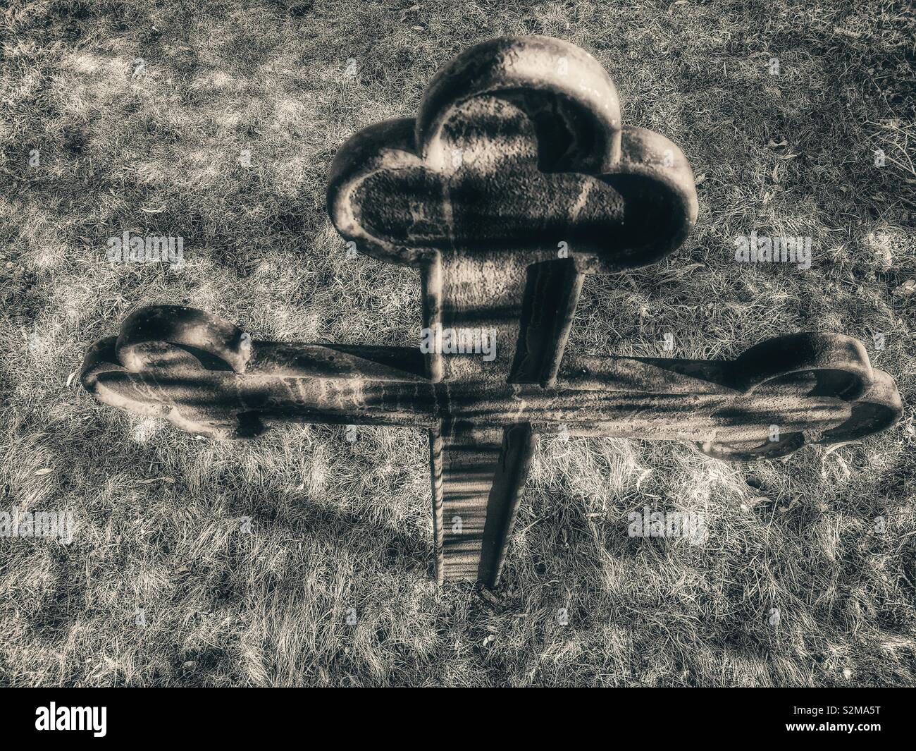 Atmospheric cross with sunlight and shadows, Sweden, Scandinavia - Smartphone Captured Stock Image