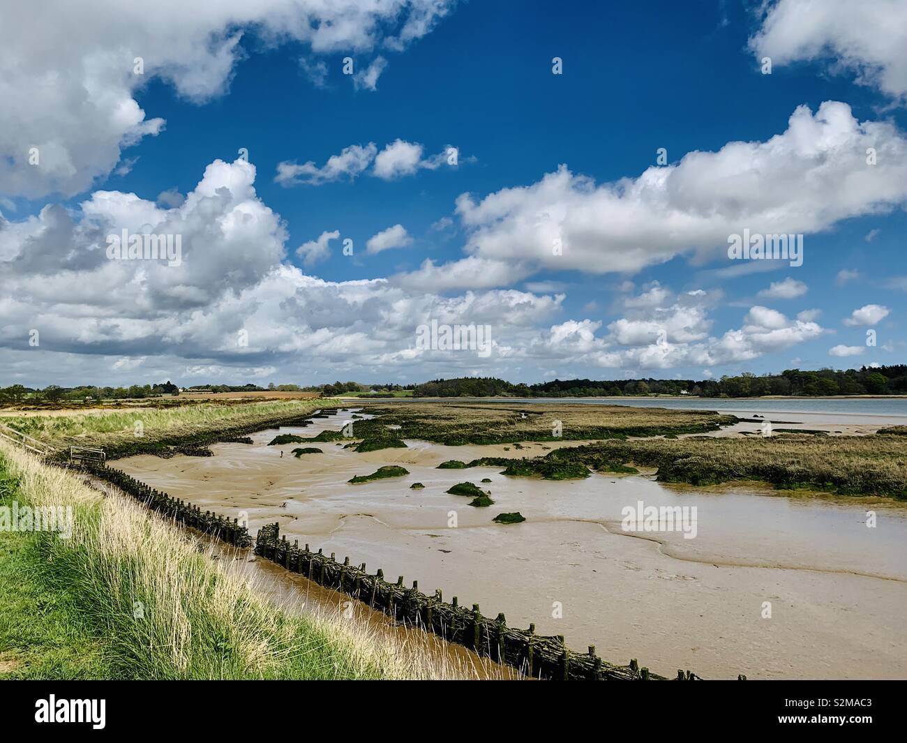 Waldringfield, Suffolk, UK - 26 April 2019: Bright spring afternoon by the River Deben. - Smartphone Captured Stock Image