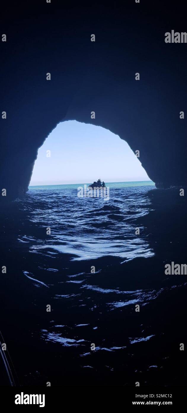Exploring caves in Portugal - Smartphone Captured Stock Image