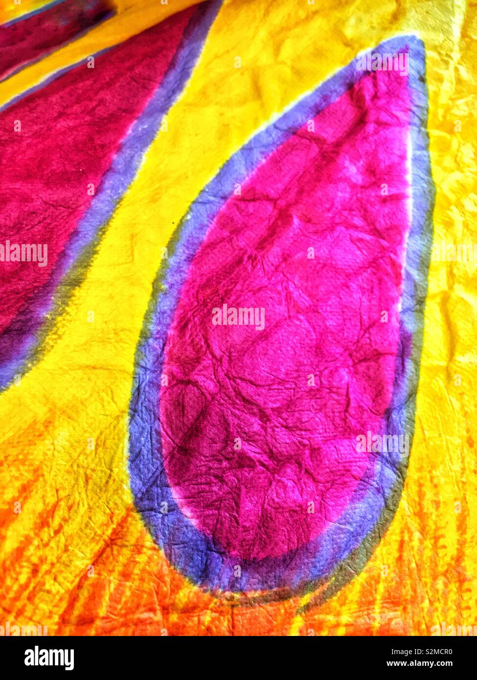 Full frame closeup of a hand painted colorful butterfly wing. - Smartphone Captured Stock Image
