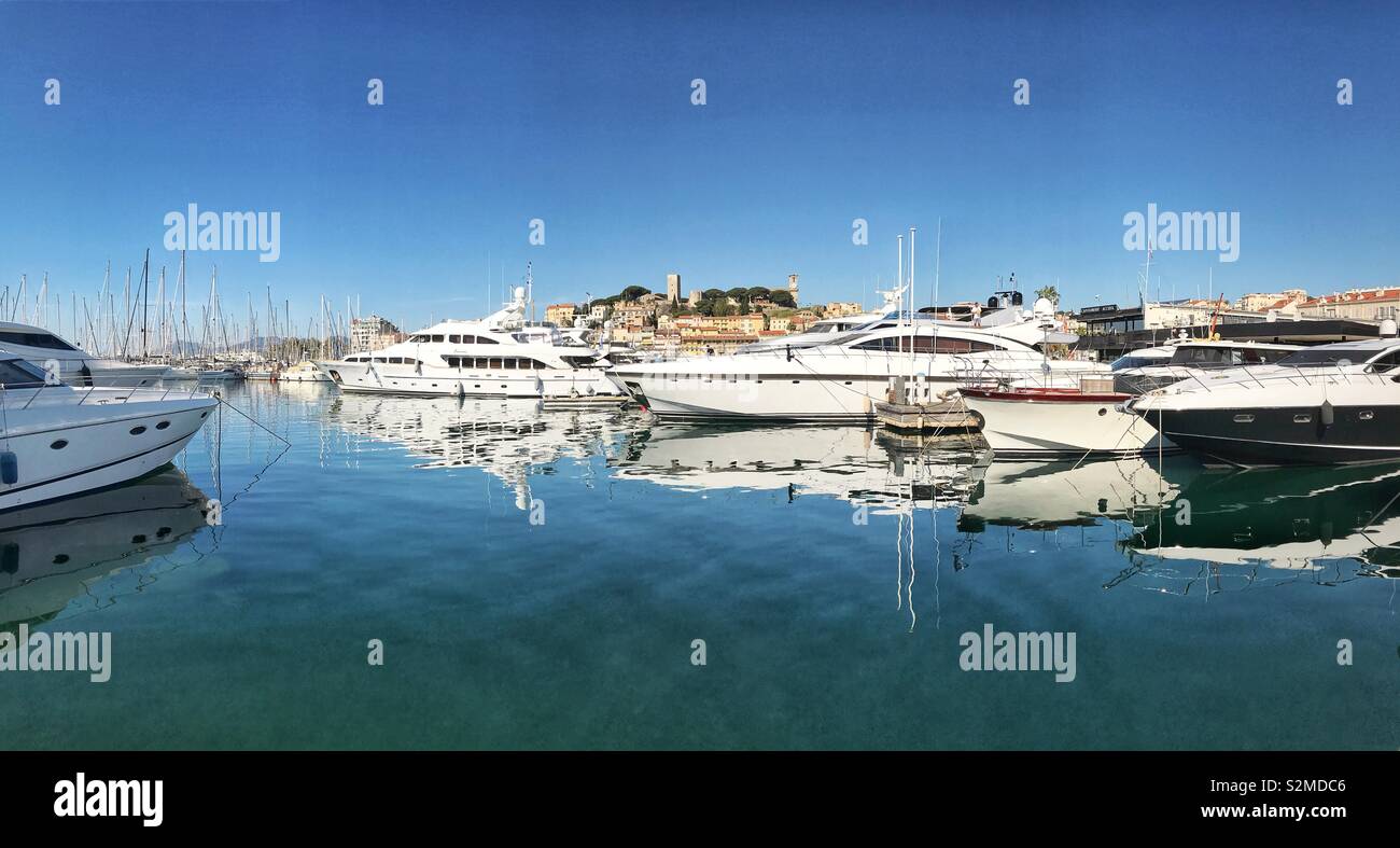 Luxury boats in Cannes harbour - Smartphone Captured Stock Image