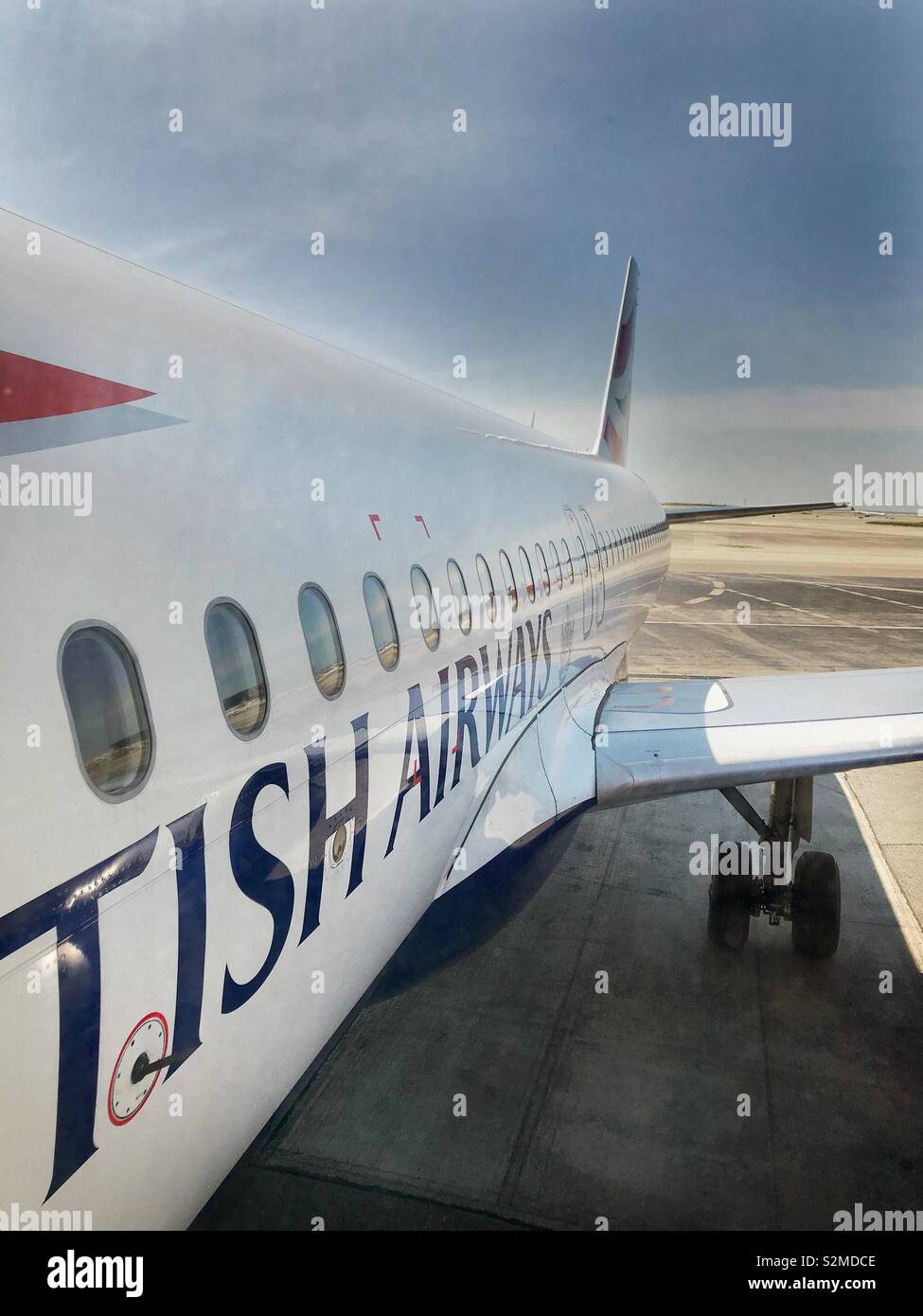 Boarding a British Airways Airbus plane Stock Photo