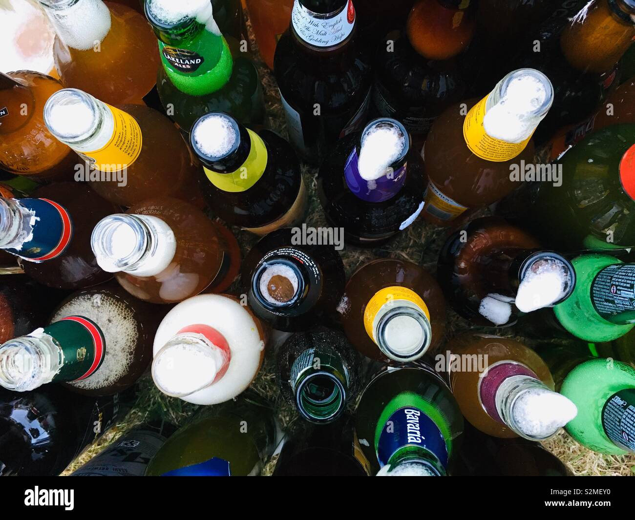 Lots of opened bottles of beer - Smartphone Captured Stock Image
