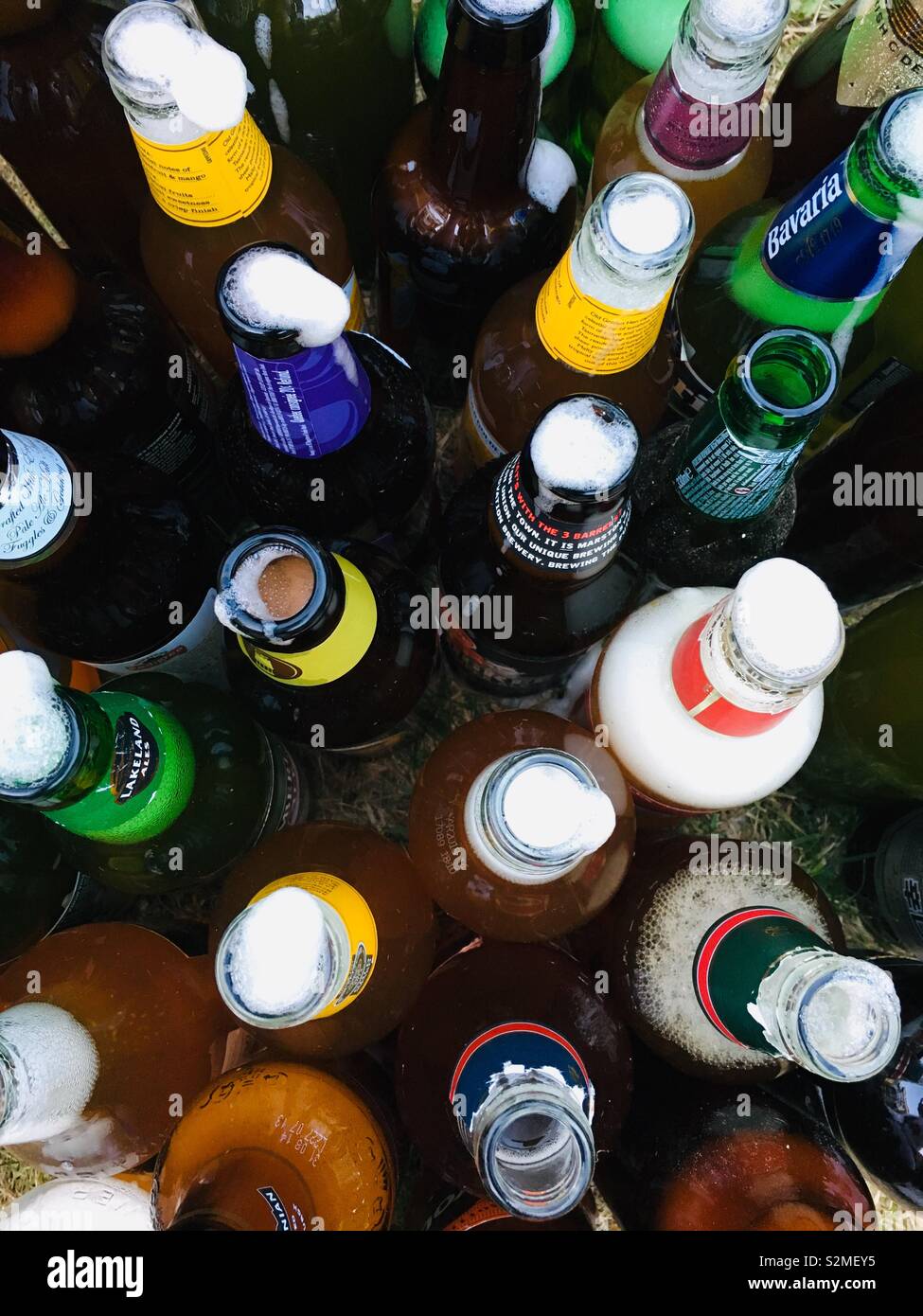 Lots of opened bottles of beer - Smartphone Captured Stock Image