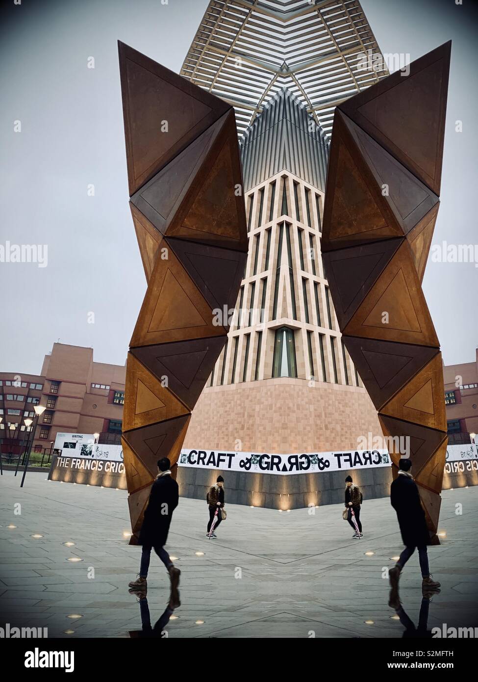 London, UK - April 2019: Seeing double at the Francis Crick Institute. - Smartphone Captured Stock Image