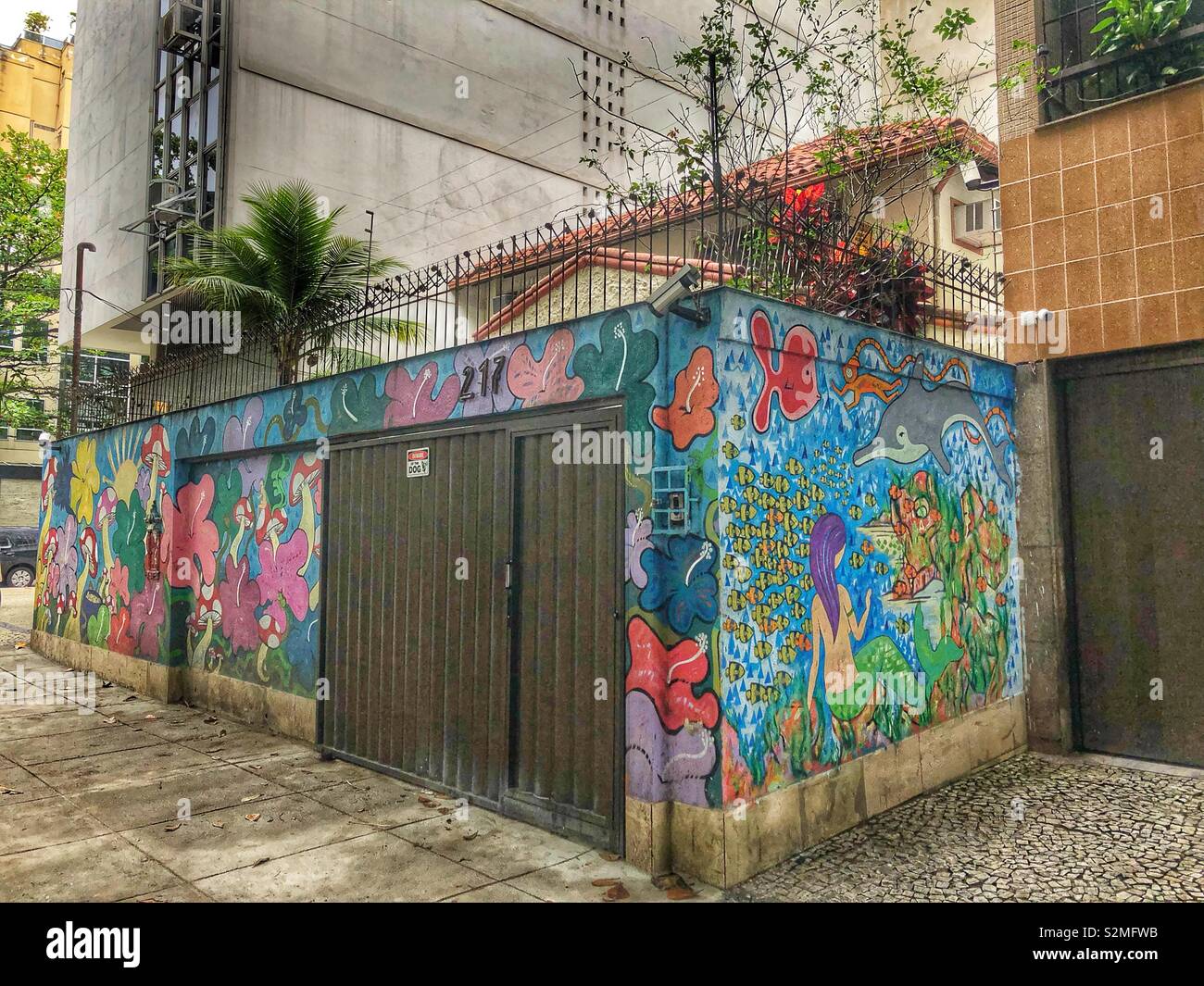 Colourful urban street art in Rio de Janeiro, Brazil. - Smartphone Captured Stock Image