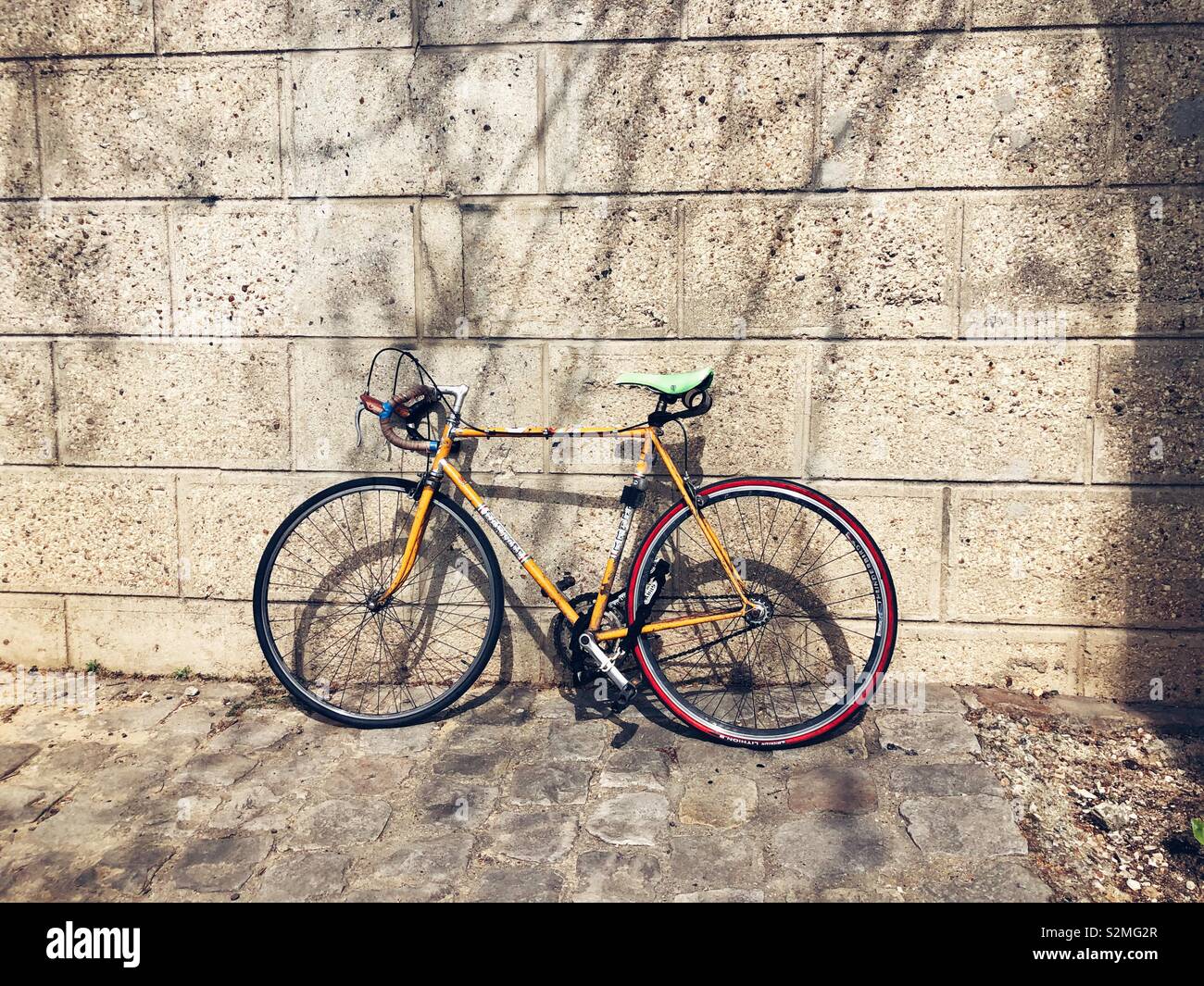 Bicycle left on Seine river bank in Paris - Smartphone Captured Stock Image