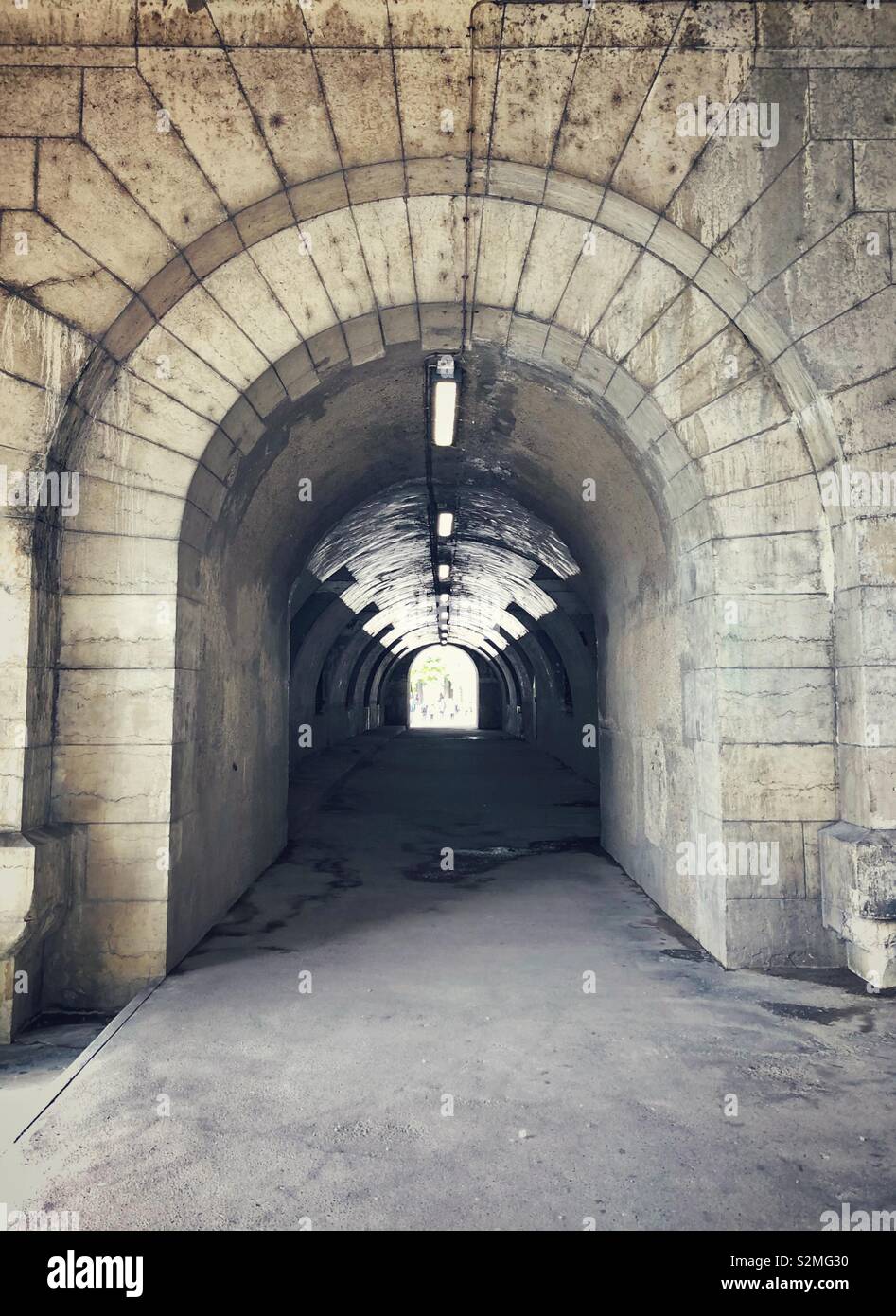 Tunnel on the bank of river Seine in Paris - Smartphone Captured Stock Image