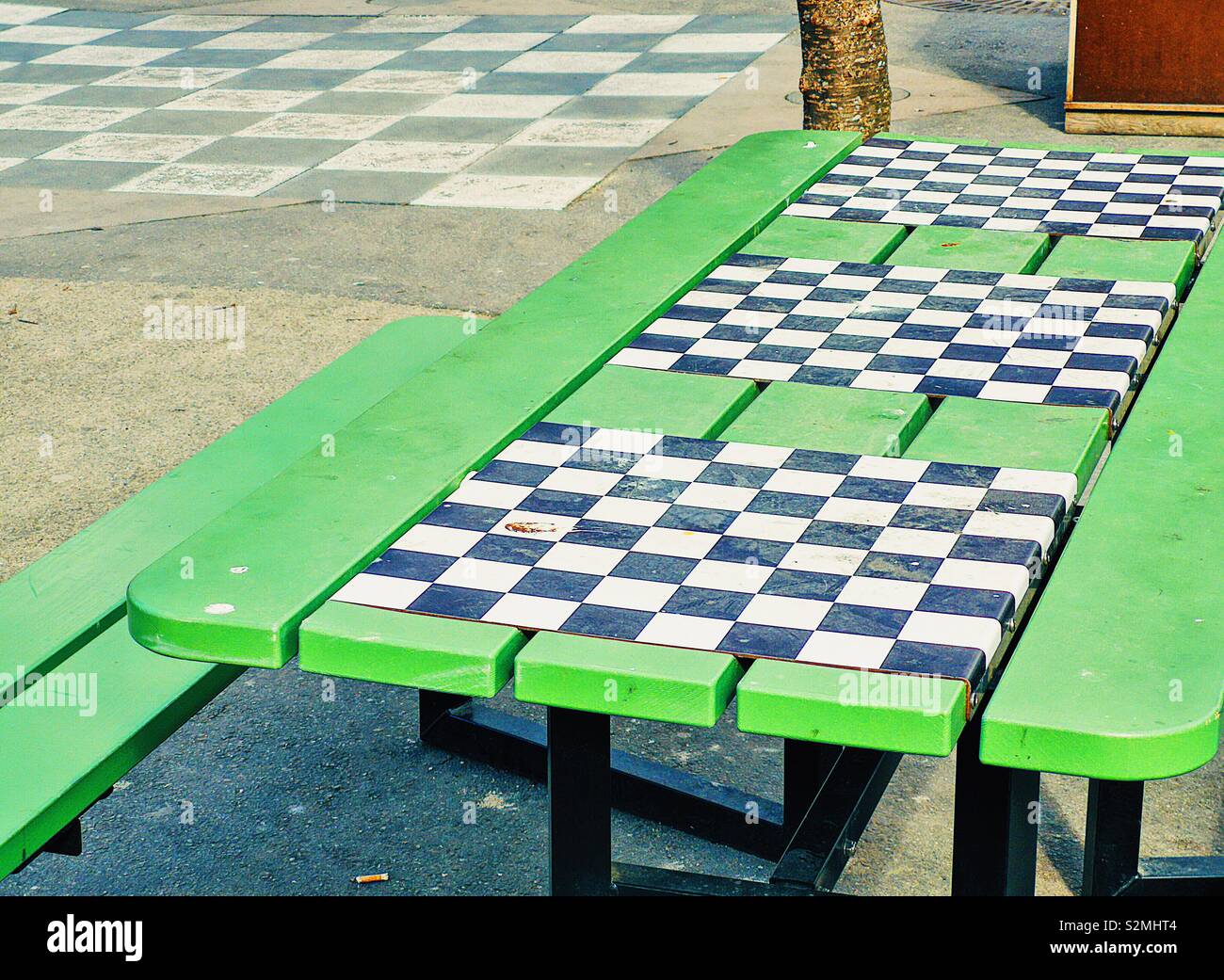 Outdoor chess table, Kungstradgarden, Stockholm, Sweden, Scandinavia - Smartphone Captured Stock Image