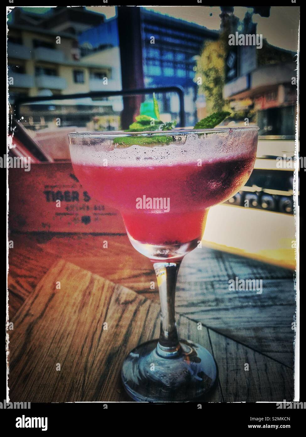 Strawberry daiquiri from Tiger’s Milk, Kloof Street, Cape Town, South Africa. - Smartphone Captured Stock Image